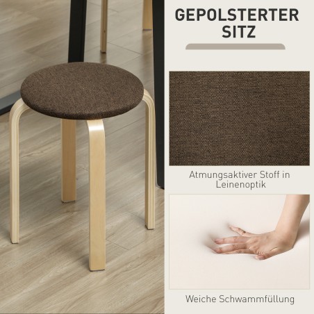 Polsterdatud virnastatavate taburettide komplekt 4 tk, pruun