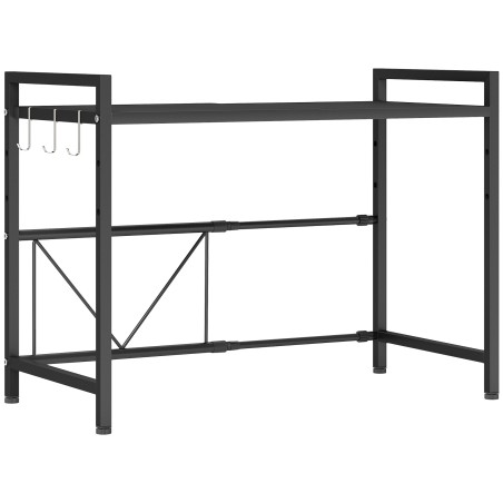 Pikendatav metallist mikrolaineriiul 3 konksuga, 40 cm, must