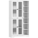 Valge MDF-köögikapp klaasuste ja avatud riiulitega, 172 cm