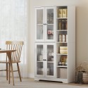 Valge MDF-köögikapp klaasuste ja avatud riiulitega, 172 cm