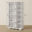 Valge MDF-köögikapp klaasuste ja avatud riiulitega, 172 cm