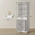 Valge köögikapp klaasukse, reguleeritava riiuli ja sahtliga, 60 × 35 × 180 cm