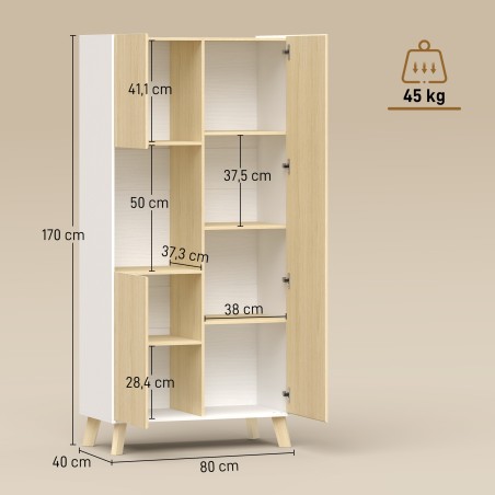 170 cm köögikapp avatud sektsiooni ja reguleeritavate riiulitega, naturaalse puidu välimusega