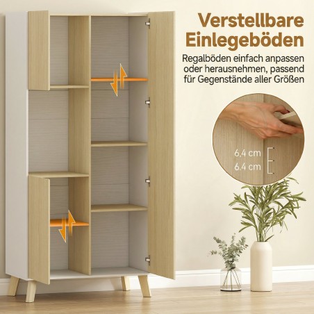170 cm köögikapp avatud sektsiooni ja reguleeritavate riiulitega, naturaalse puidu välimusega
