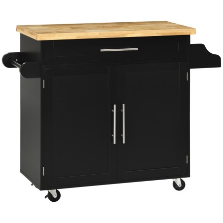 Köögikäru maitseaineriiuli ja käterätikuhoidjaga, 109 × 40 × 89 cm, must