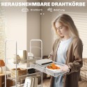 Köögikäru 5 traatkorvi, 4 konksu ja 4 rattaga, valge