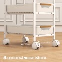 5-tasandiline ratastel köögikäru 4 sahtli ja metallraamiga, valge