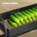 Köögikäru 3 korvi ja 4 rattaga, metallist, must
