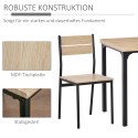 Söögilaua ja toolide komplekt, 1 laud ja 2 tooli, naturaalne puidusüü ja must