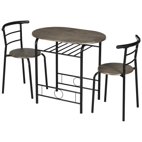 Bistrookomplekt: laud ja 2 tooli, 80 × 53 × 74,5 cm, must