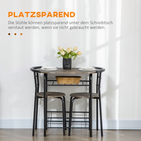 Bistrookomplekt: laud ja 2 tooli, 80 × 53 × 74,5 cm, must