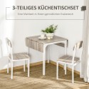 Kokkupandav söögilaud 2 tooliga, 110 × 70 × 75 cm, valge-naturaalne