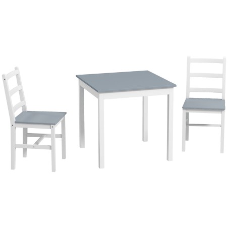 Söögilauakomplekt 2 inimesele, männipuidust, valge ja hall