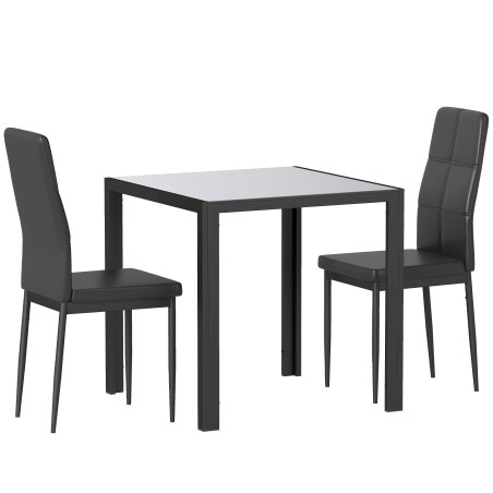 Ruumisäästlik söögikomplekt laua ja 2 tooliga, must