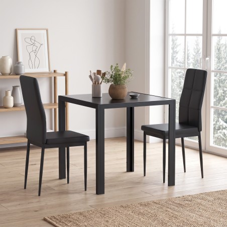 Ruumisäästlik söögikomplekt laua ja 2 tooliga, must