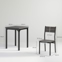 3-osaline söögikomplekt: laud ja 2 tooli, MDF ja metall, hall