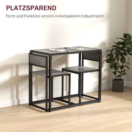 3-osaline baarilauakomplekt: laud ja 2 tooli, hall