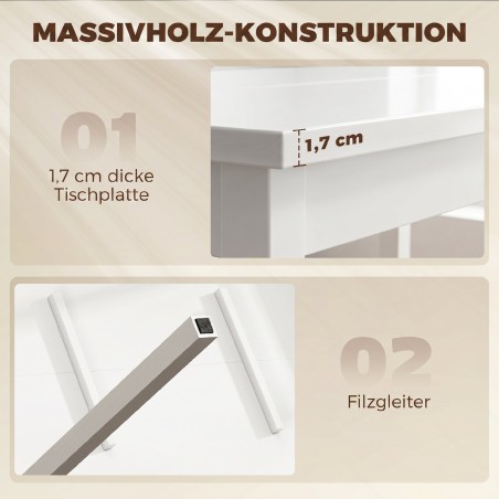 Valge 5-osaline täispuidust söögikomplekt 4 inimesele