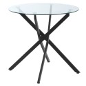 Moodne ümmargune klaasist söögilaud metalljalgadega, 80 cm