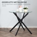 Moodne ümmargune klaasist söögilaud metalljalgadega, 80 cm