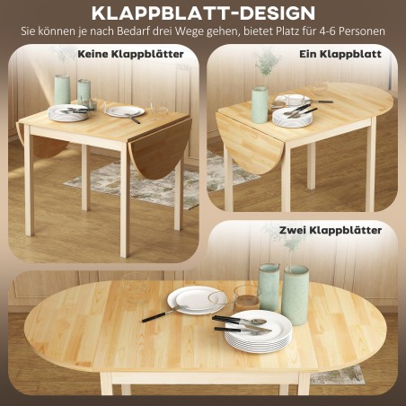 Kokkupandav puidust söögilaud 6 inimesele, 140 × 70 × 75 cm