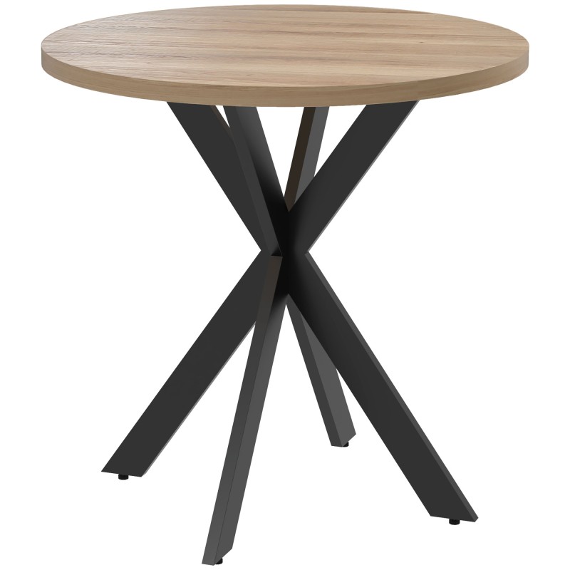 Ümmargune söögilaud 2–4 inimesele, 75 × 75 cm, ämblikukujulise jalaga, pruun