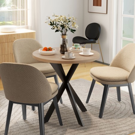 Ümmargune söögilaud 2–4 inimesele, 75 × 75 cm, ämblikukujulise jalaga, pruun