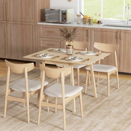 Kokkupandav söögi- ja köögilaud kahe avatava plaadiga, naturaalne