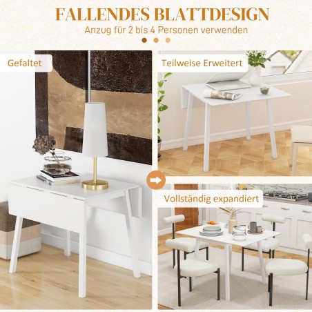 Kokkupandav söögi- ja köögilaud kahe avatava plaadiga, valge