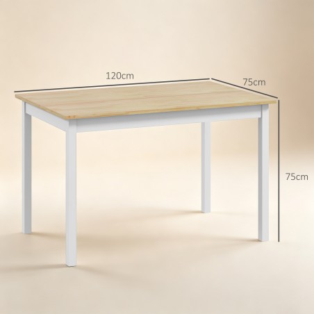 Puidust söögilaud maamaja stiilis, 120 × 75 cm, naturaalne