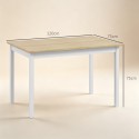Puidust söögilaud maamaja stiilis, 120 × 75 cm, naturaalne