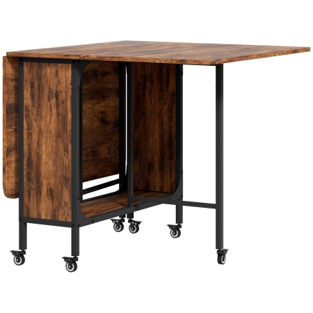 Kokkupandav söögilaud 6 inimesele riiuliga, kandevõime kuni 50 kg, 130 × 80 × 74 cm, punakaspruun