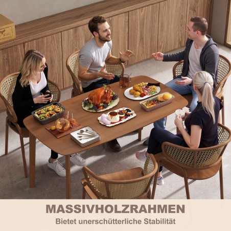 Maamaja stiilis lakitud puidust söögilaud, 150 × 80 cm, pruun