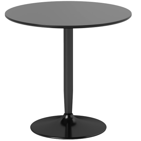 Ümmargune söögilaud 2 inimesele, Ø80 cm, MDF ja teras, must