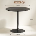 Ümmargune söögilaud 2 inimesele, Ø80 cm, MDF ja teras, must