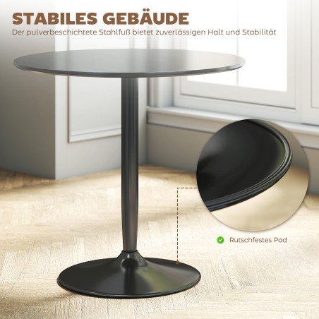 Ümmargune söögilaud 2 inimesele, Ø80 cm, MDF ja teras, must