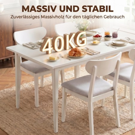 Kaasaegne söögilaud 8 inimesele, täispuidust jalgadega, 180 cm, kreemjas