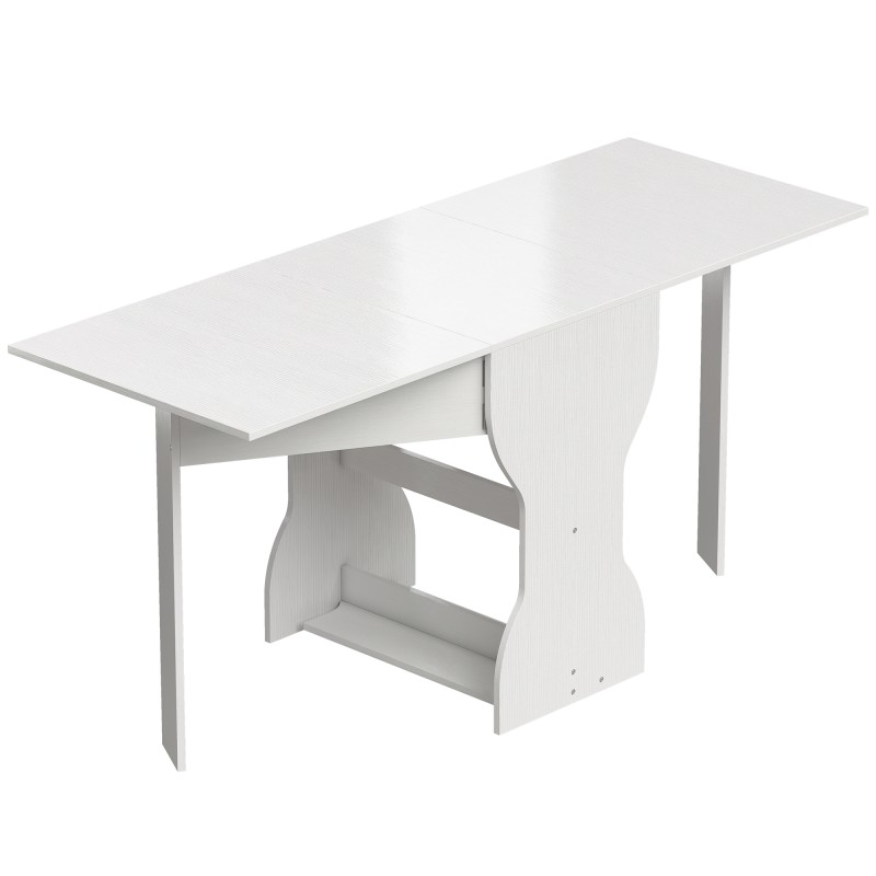 Kokkupandav söögilaud panipaigaga 2–4 inimesele, 160 × 60 × 75 cm, valge