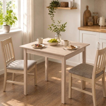 Kandiline naturaalset puitu meenutav köögi- ja söögilaud, 75 × 75 × 76 cm