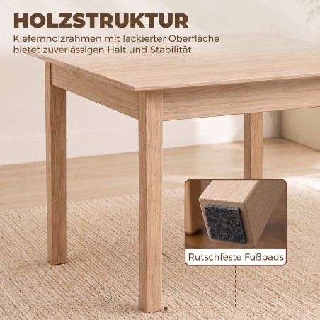 Kandiline naturaalset puitu meenutav köögi- ja söögilaud, 75 × 75 × 76 cm