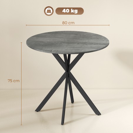Ümmargune köögilaud, 80 cm, metallist ja puitlaastplaadist, hall