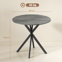 Ümmargune köögilaud, 80 cm, metallist ja puitlaastplaadist, hall