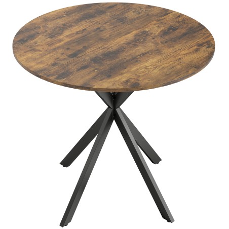 Ümmargune köögilaud Ø 80 cm, metalljalgadega, rustikaalne pruun