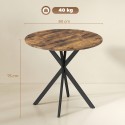 Ümmargune köögilaud Ø 80 cm, metalljalgadega, rustikaalne pruun