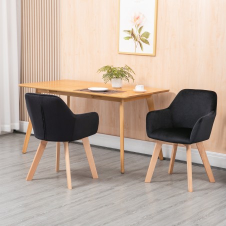 Söögitoolid, 2 tk, sametise välimuse ja kummipuust raamiga, mustad