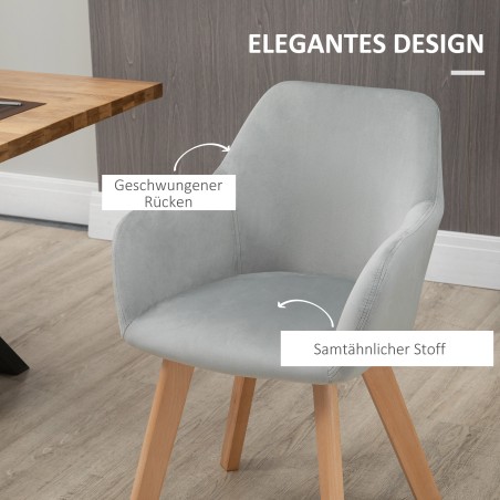 Söögitoolid, 2 tk, sametise välimuse ja puidust jalgadega, hallid ja naturaalsed