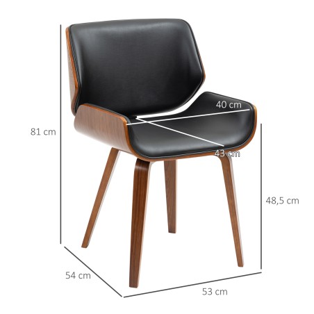 2-osaline vintage-söögitoolide komplekt puidu ja musta kangapolstriga