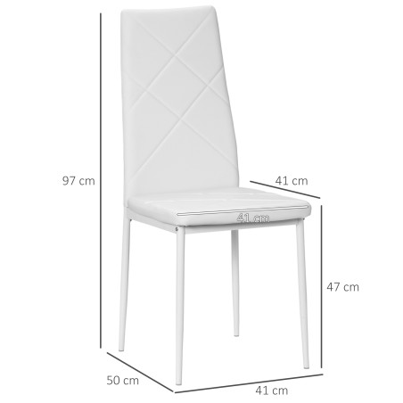 4 söögitooli komplekt, 41 × 50 × 97 cm, valge