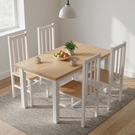 4-osaline täispuidust köögitoolide komplekt, 38,5 × 47,5 × 99 cm, naturaalne