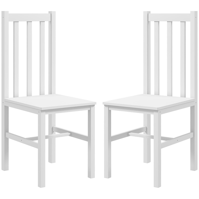 2-osaline täispuidust köögitoolide komplekt, 38,5 × 47,5 × 99 cm, valge